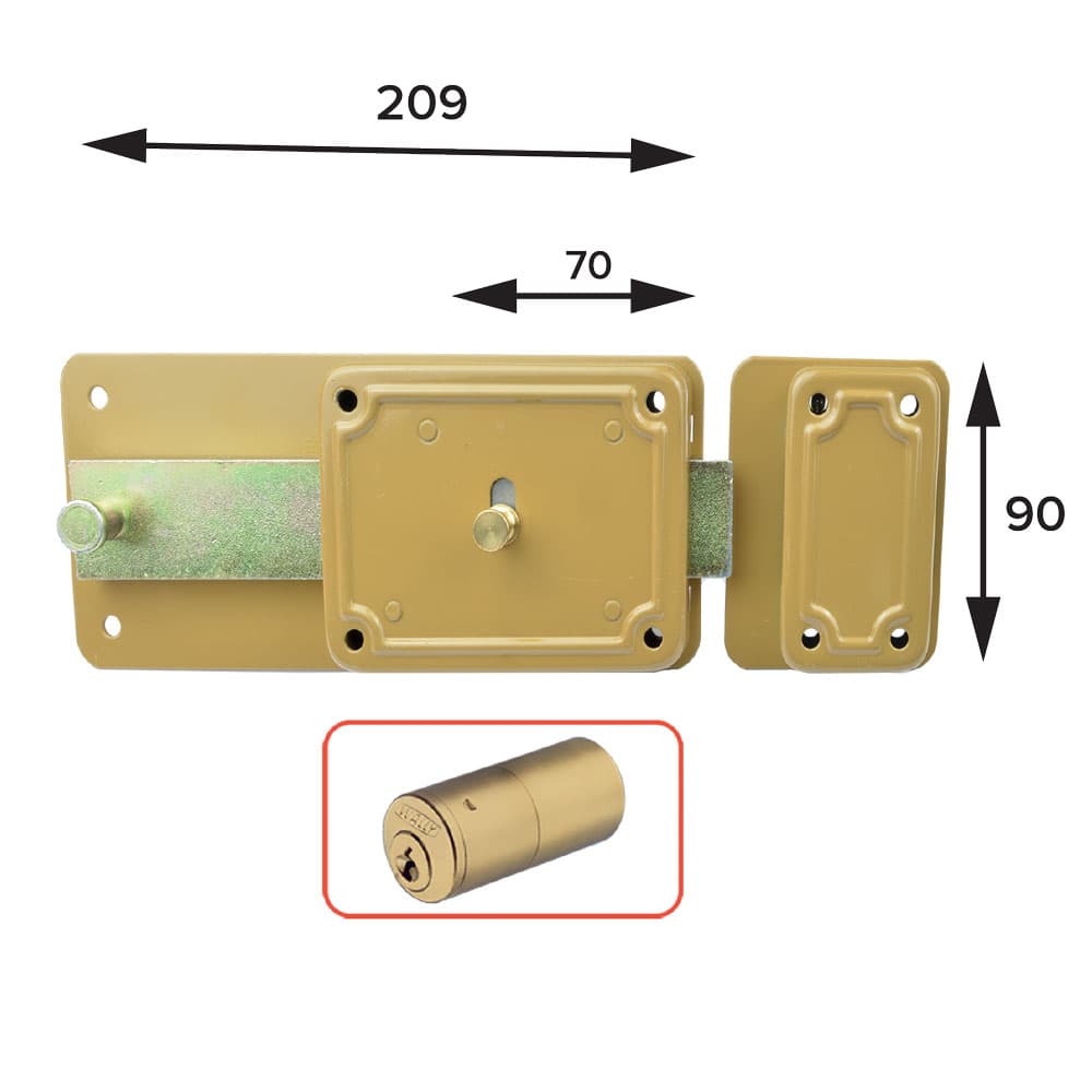 SERRATURA FERROGLIETTO 'P-CF' P60 - 6 mand.E70 Dx solo catenaccio (2 PZ)