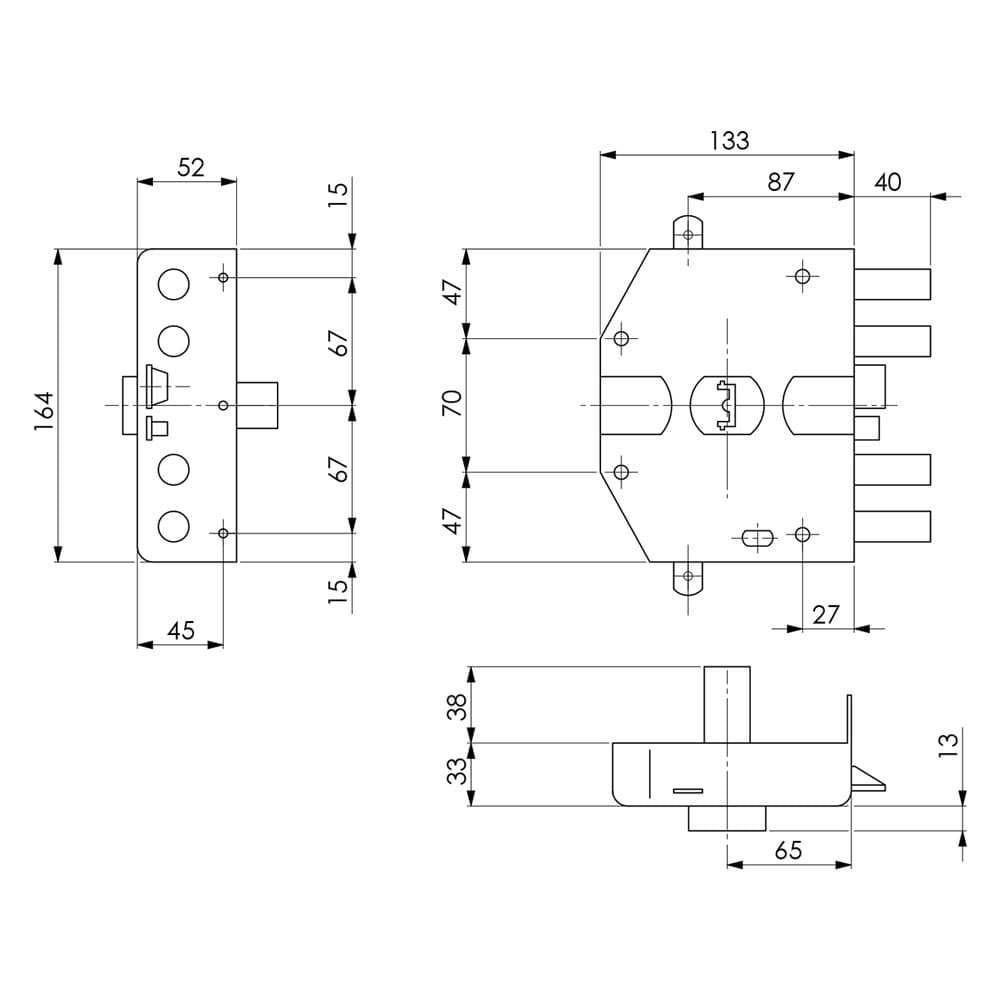 SERRATURA ELETTRICA DA APPLICARE TRIPLICE ART. 682 Dx - cilindro 60 mm