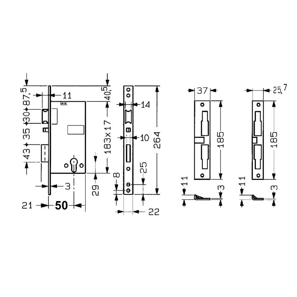 SERRATURA ELETTRICA DA INFILARE PER PORTA LEGNO ART. 581 E 49,5 - bordo quadro