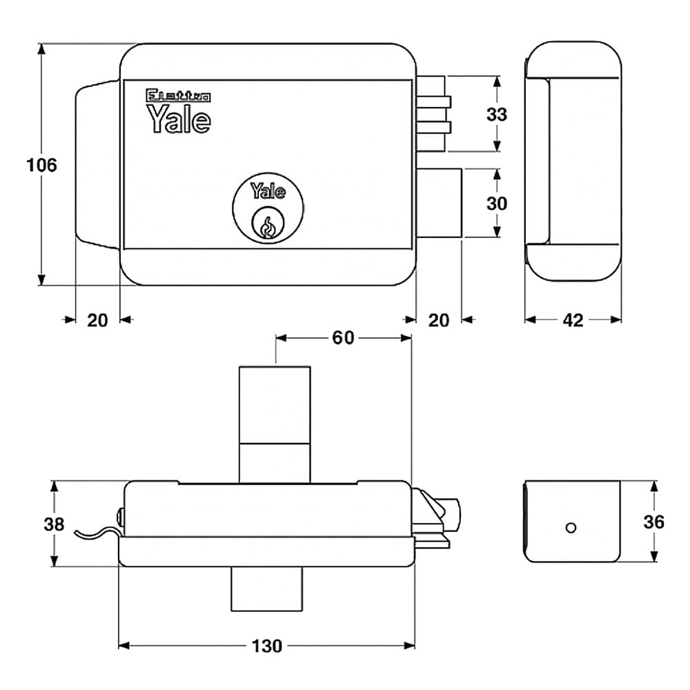 SERRATURA ELETTRICA DA APPLICARE PER CANCELLI ART. 68080 Dx - E 60