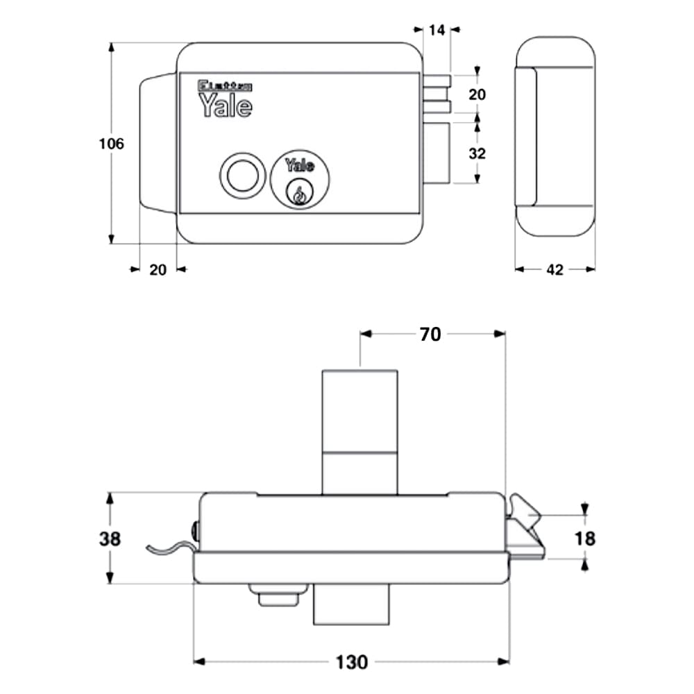 SERRATURA ELETTRICA DA APPLICARE PER CANCELLI ART. 688 Dx - E 70