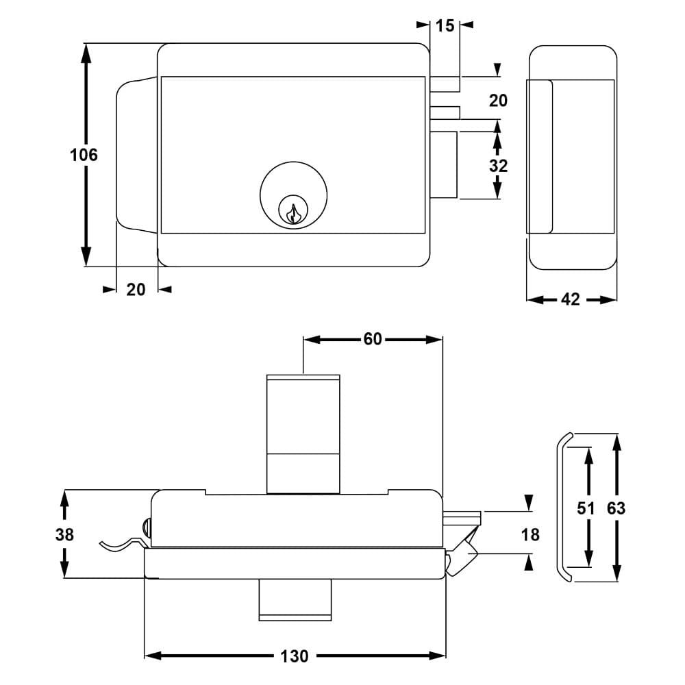SERRATURA ELETTRICA DA APPLICARE PER CANCELLI ART. 680 Dx - E 60