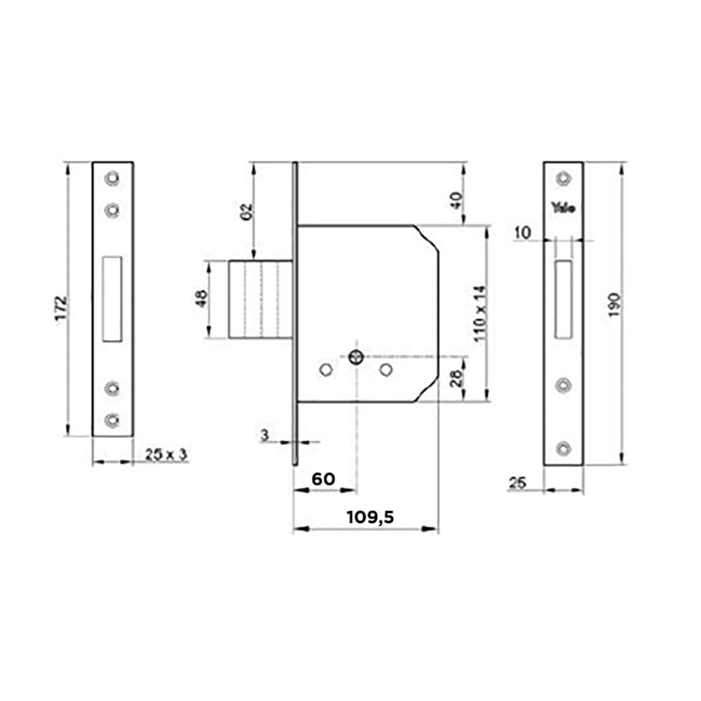SERRATURA DA INFILARE PER PORTA LEGNO '56320' E60 - bordo quadro / 4 mandate