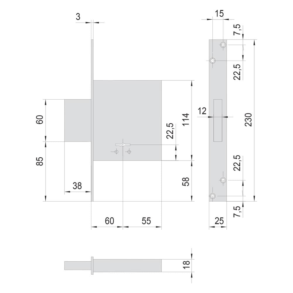 SERRATURA A DOPPIA MAPPA DA INFILARE PER LEGNO ART. 57010 E 60
