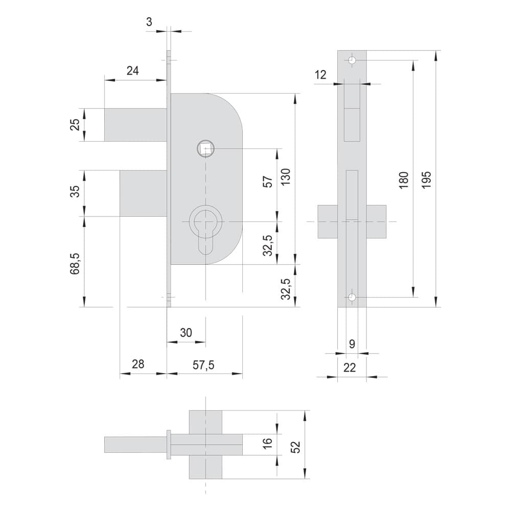 SERRATURA DA INFILARE PER FERRO ART. 42422 E30 - 2 mandate (2 PZ)