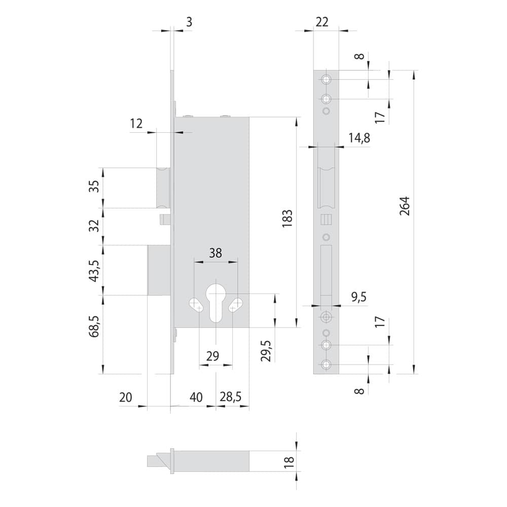 SERRATURA ELETTRICA DA INFILARE PER LEGNO ART. 120 E 40