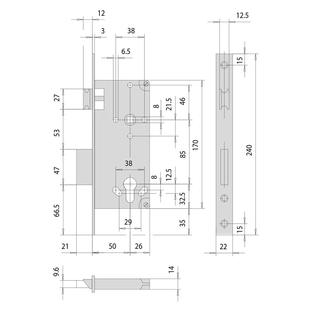 SERRATURA DA INFILARE PER LEGNO ART. 5C631 E 50