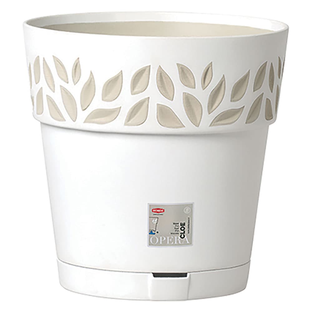 VASO TONDO 'CLOE' ø 25 x h.25 - bianco/travertino