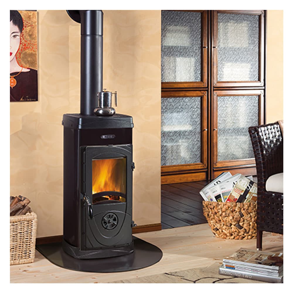 STUFA PANORAMICA A LEGNA 'SUPER JUNIOR' 5 kW - colore nero