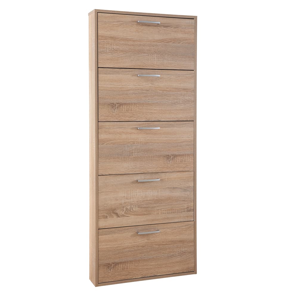 SCARPIERA 5 RIBALTE SINGOLE LINEA 'ESPRESSO' cm. 15 x 65 x h.173,5 - rovere artisan