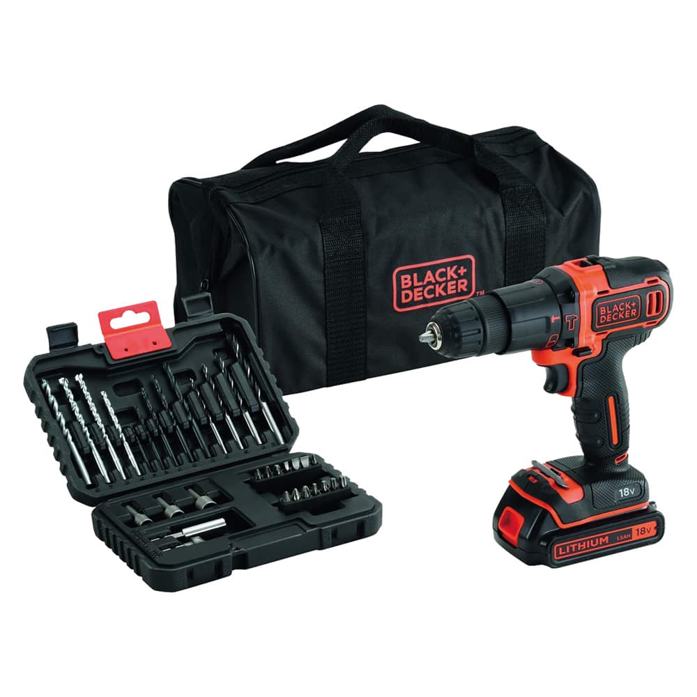TRAPANO AVVITATORE A BATTERIA CON PERCUSSIONE 'BDCHD18S32-QW' 18V - 1,5 ah Litio