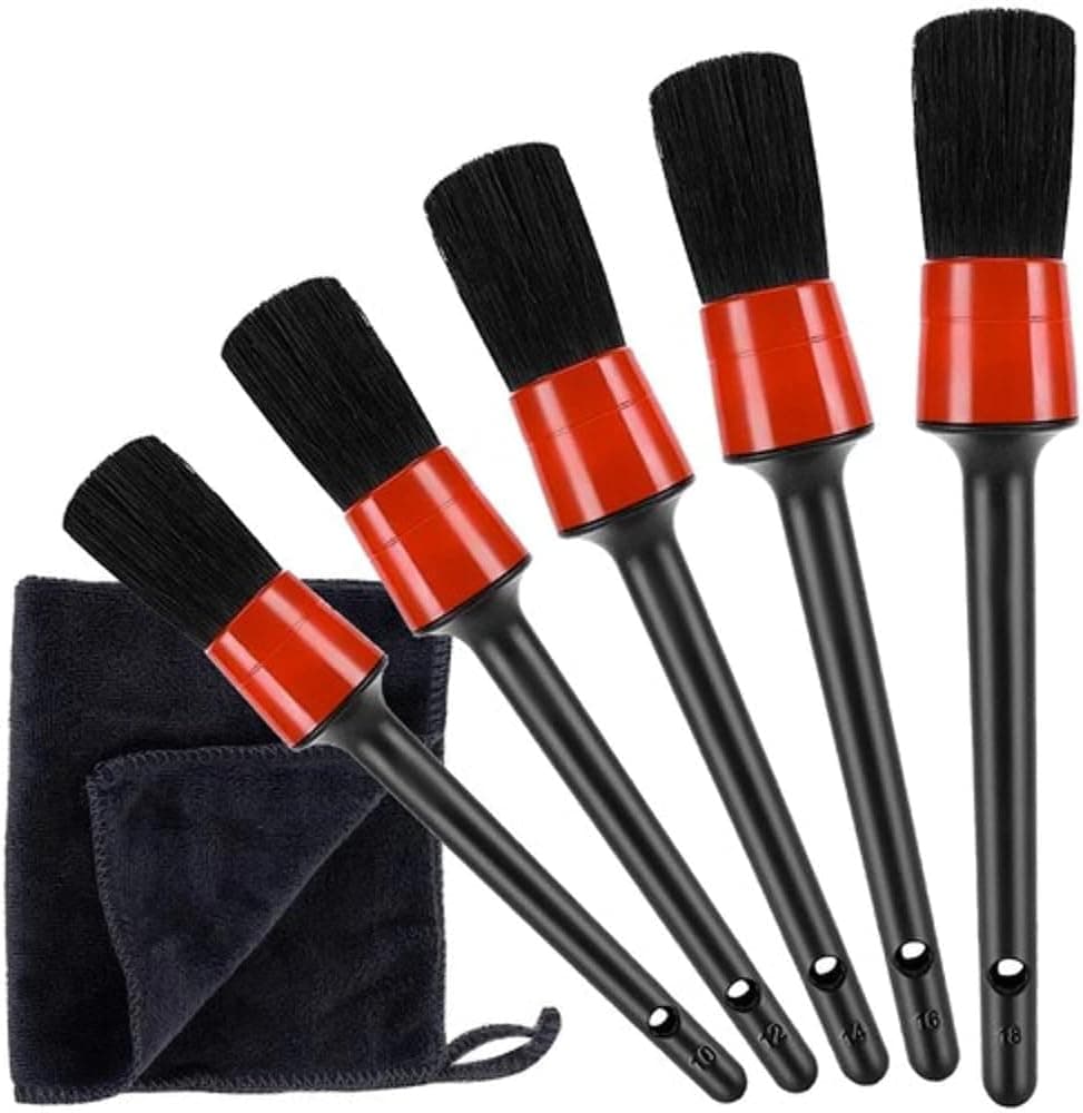 Set 5 Penneli Professionali Per Lavaggio Dettagli Auto Con Panno In Microfibra