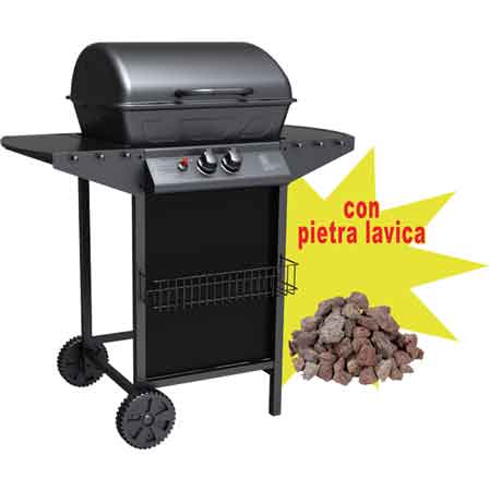 BARBECUE A GAS DUE FUOCHI 'MATERA' CARDINALE Con 2,5 kg di pietra lavica