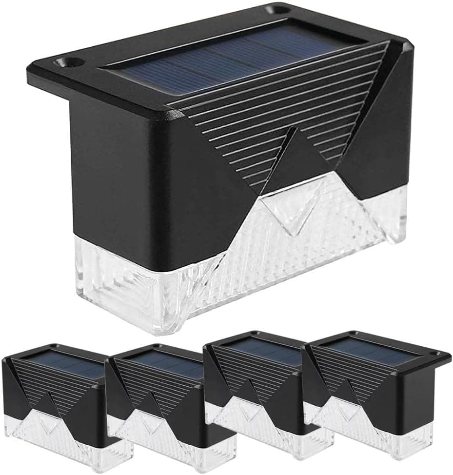 Set 4 Faretti Solari LED IP65 Crepuscolari Segnapassi Scala Giardino Muro