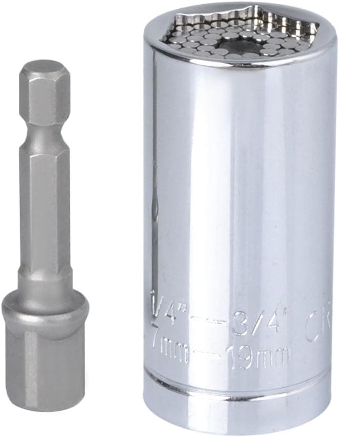 Chiave a Bussola Universale Cromata 7-19 mm con Adattatore 3/8 Multifunzione