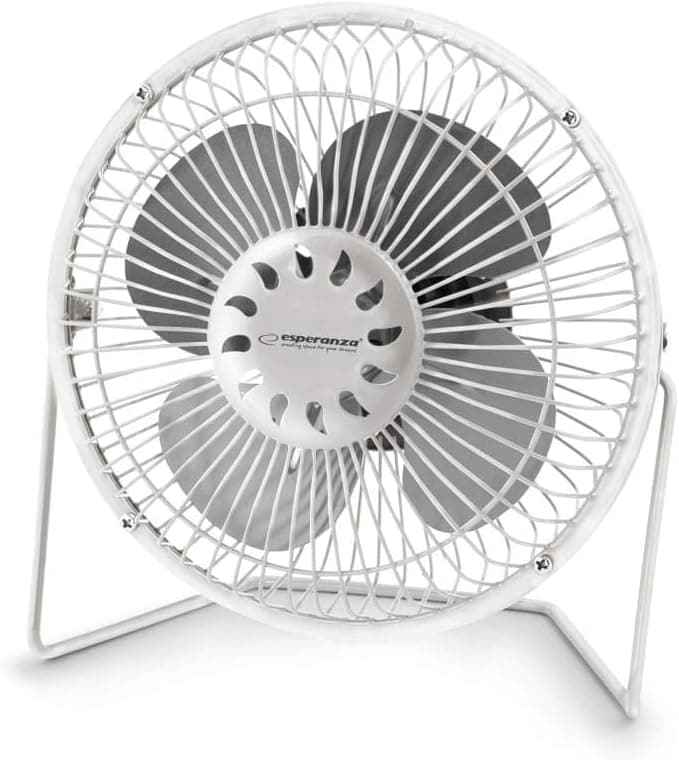 Mini Ventilatore Portatile Silenzioso USB In Metallo A 4 Pale Per Casa E Ufficio(Bianco)