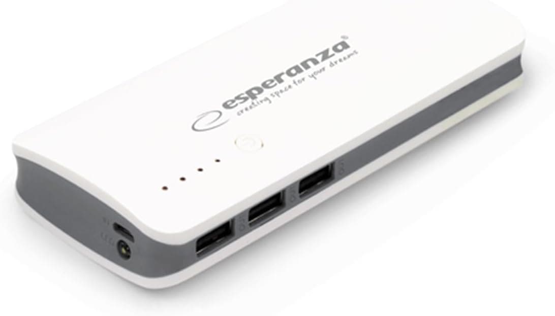Powerbank Batteria Esterna Portatile 8000 Mah 3 Uscite USB Radium Bianco/Grigio