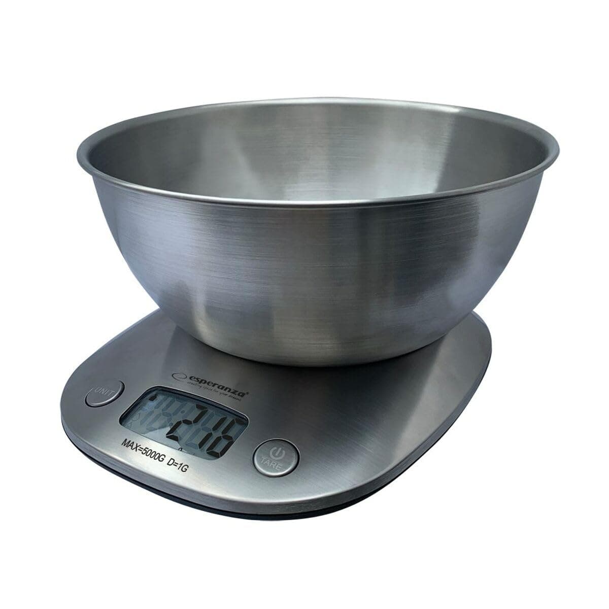 Bilancia Da Cucina Elettronica Con Ciotola In Acciaio Inox Professionale Max 5Kg