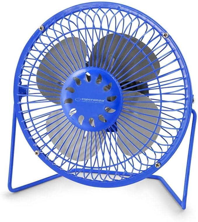 Mini Ventilatore Portatile Silenzioso USB In Metallo A 4 Pale Per Casa E Ufficio(Blu)